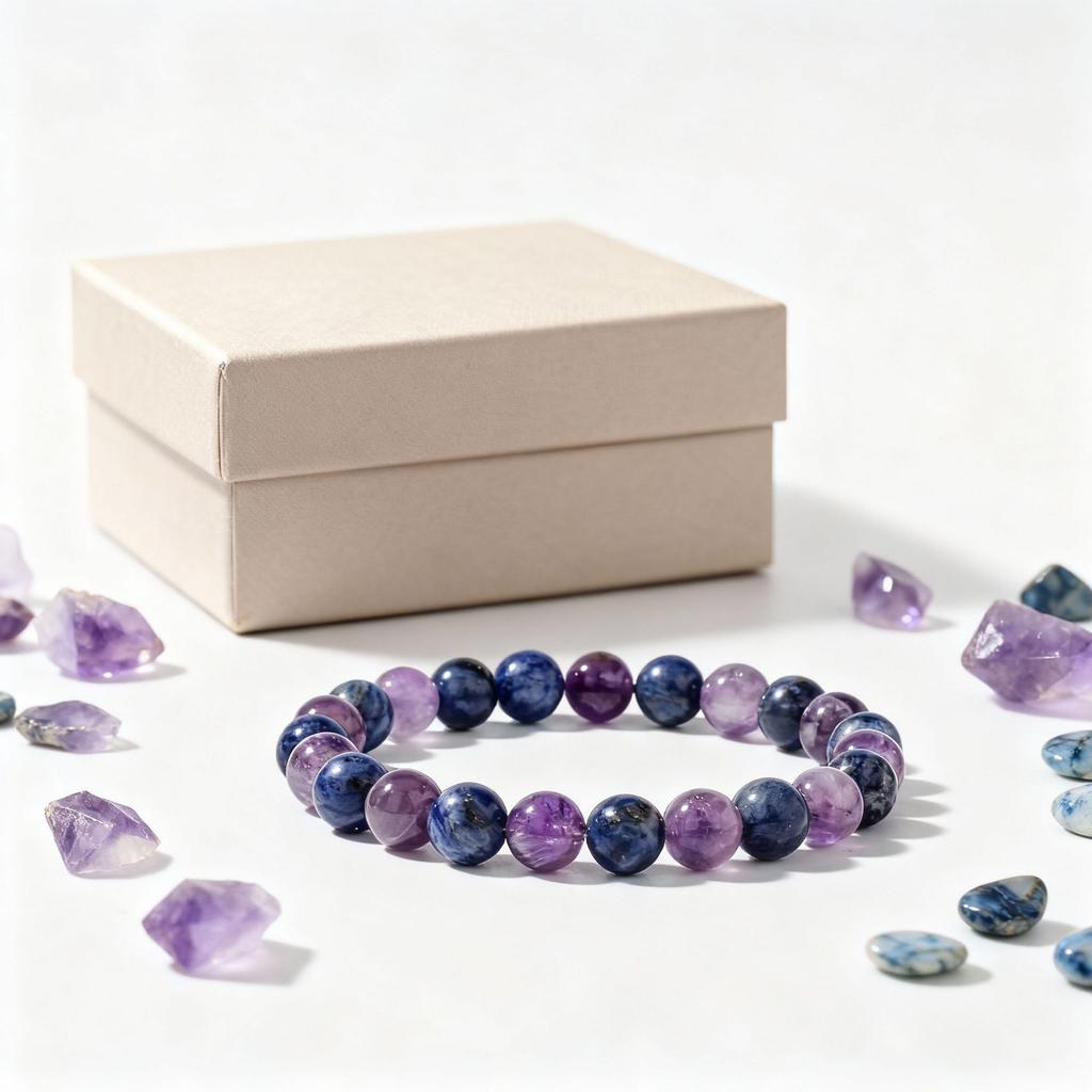 Cadeaux Festifs Bracelet Perles Améthyste Sodalite Pierre Naturelle Guérison Bijoux Mode Pour Hommes Femmes Usage Quotidien Cadeau