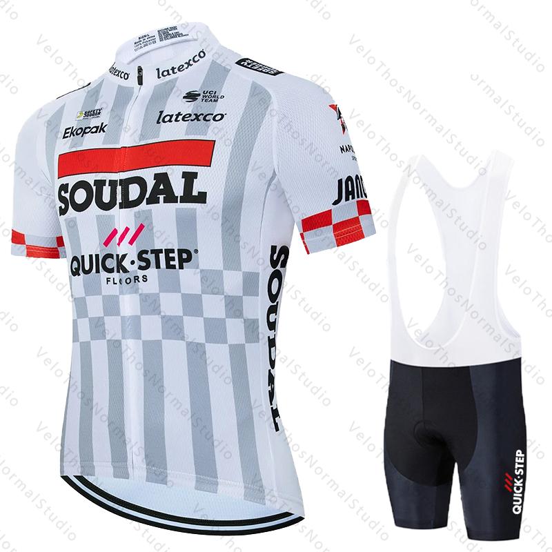Quick Step Cycling Jersey Set Short Sleeve and Bib Shorts Pro Race Bicycle MTB Ropa Maillot Cycling Clothes Quick-drying