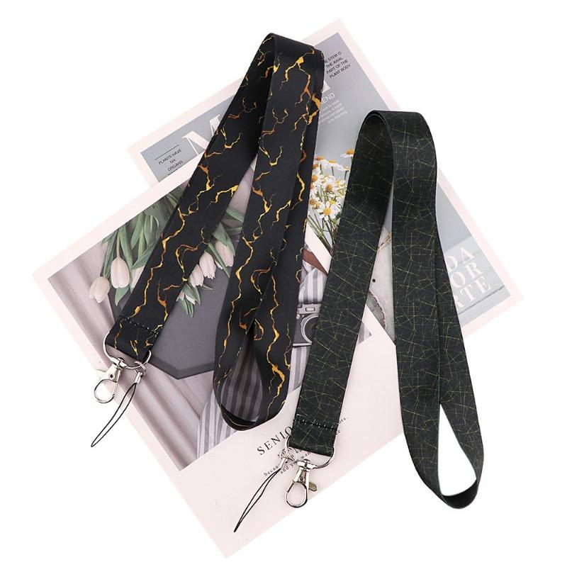 Marble Pattern Horizontal Creative Lanyard Card Holder Student Hanging Neck Phone Lanyard Badge Card Holder Accessories