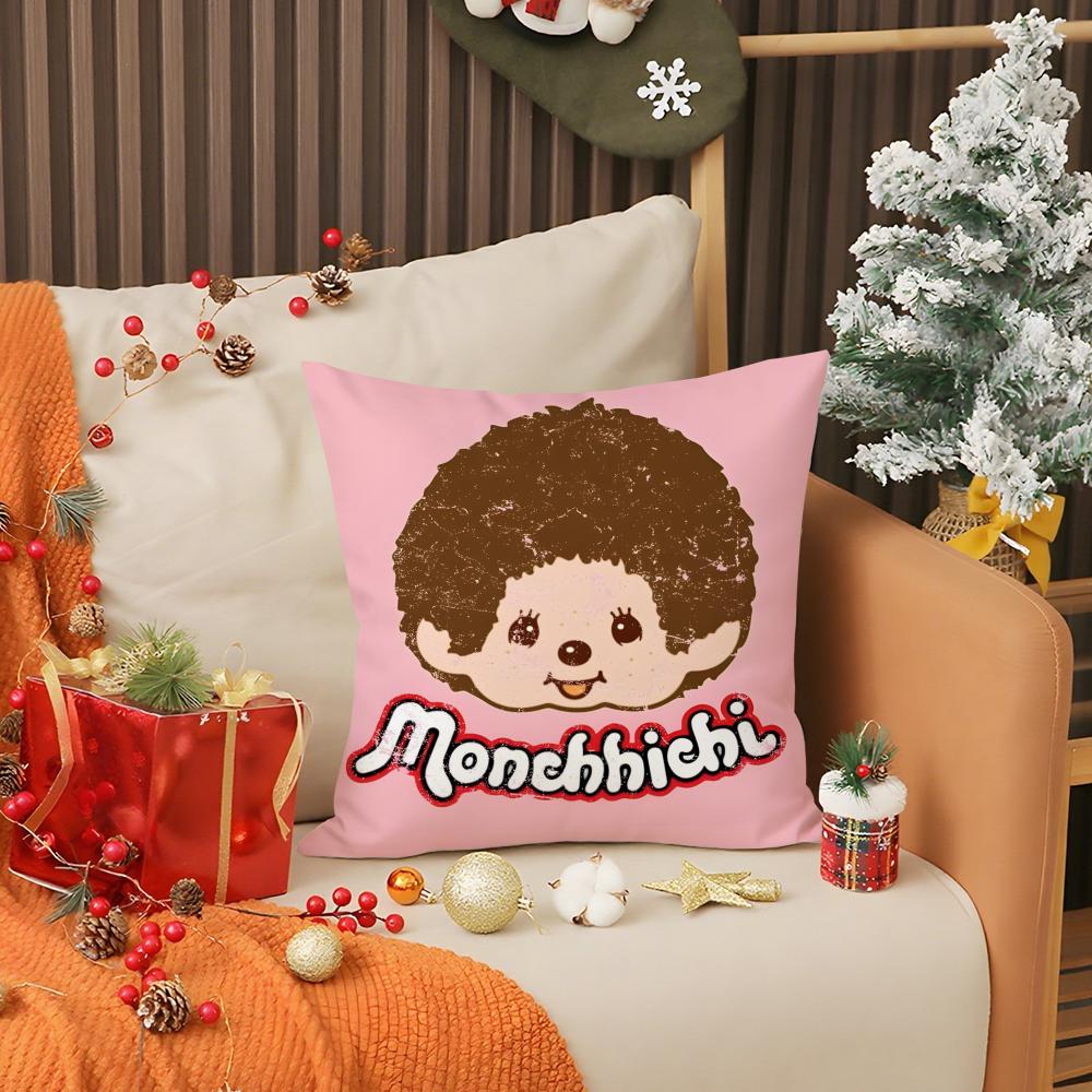 Cute Cartoon MMonchhichis Pillow Case Printing Pillowcase Living Room Sofa Cushion Cover Bedroom Room Decor