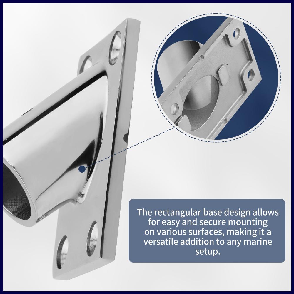 22/25mm Tube Pipe Base 45° Marine 316 Stainless Steel Rectangular Base Handrail Fittings Accessories Boat Hardware