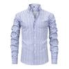 Men's High-Grade 4-Way Stretch Plaid Print Long Sleeve Shirt, Turn-down Collar Men Shirt Wholesale