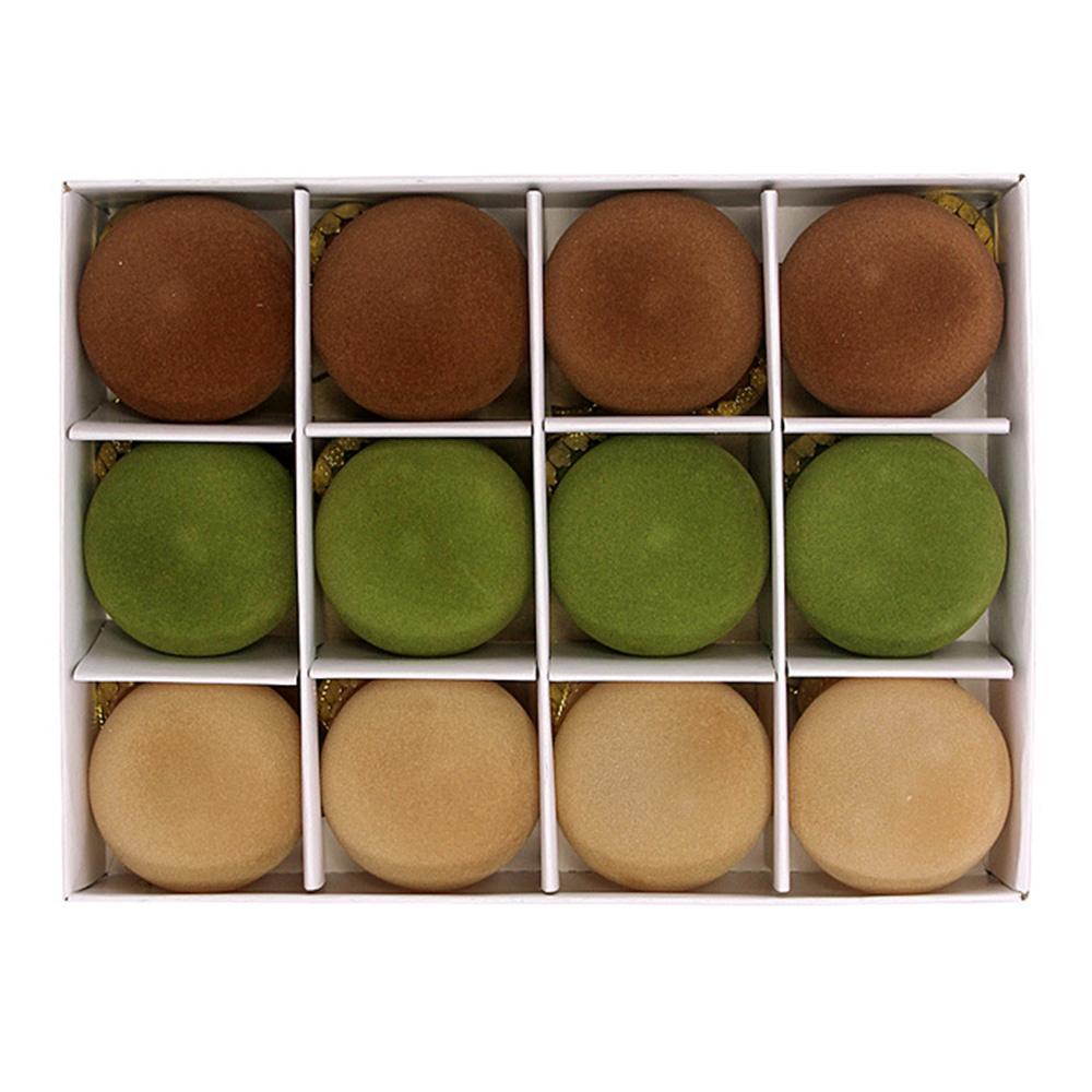 12Pcs/Set Flocking+PET Christmas Tree Ball Ornament Xmas Decorative Hanging Decoration