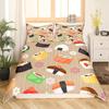 Japan Sushi King Queen Duvet Cover Marine Life Bedding Set Cartoon Japanese Food Quilt Cover Colorful Polyester Comforter Cover