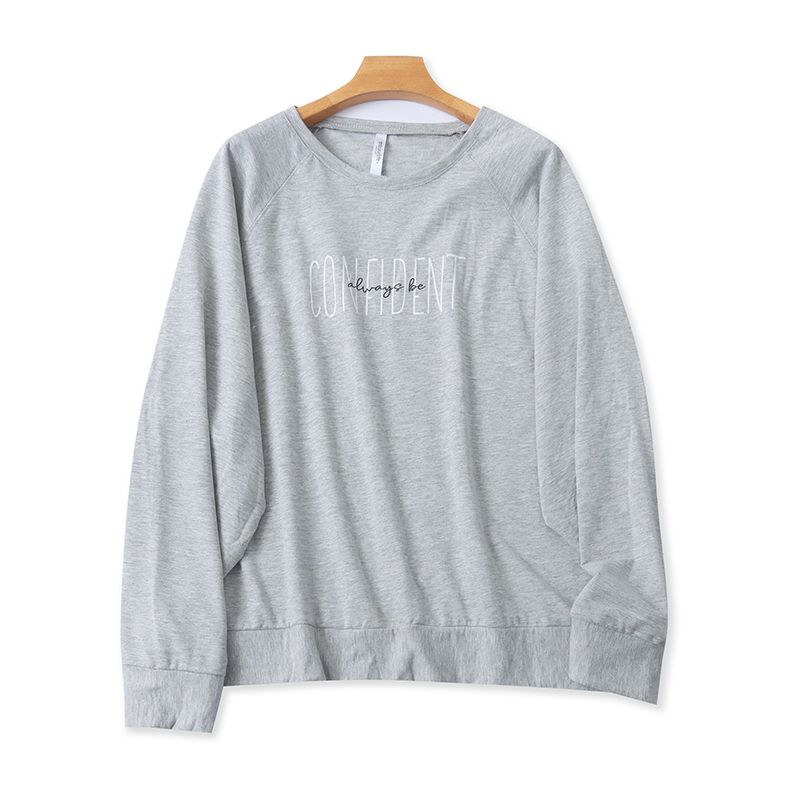 

Флисовая толстовка с принтом букв Весна-Осень Новое поступление Модная свободная повседневная футболка Женская базовая рубашка Пуловеры 13534 Grey XL