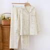 2026 New Women's Spring and Autumn Pajama Set 100% Cotton Crepe Soft Thin Long Sleeve Long Pants Home Clothes Two Piece Set