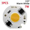 5pcs Chip COB LED Lamp Real Power 3W 5W 7W 10W 12W Y27 LED Lamp Bulb 220V IP65 Input Smart IC For DIY LED Flood Light Spotlight