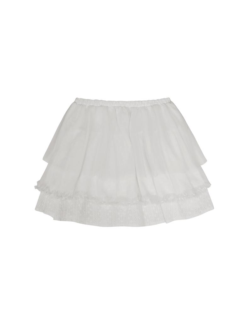 Tuomio Eyelet Tutu Skirt [White]