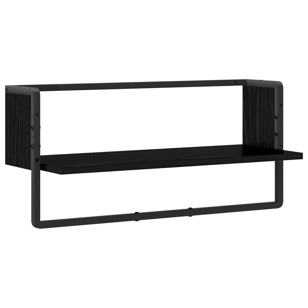 Wall Shelf Wall Mount Black Oak Look 65 x 25 x 30 cm