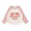 Girls' Long Sleeve Cartoon Color Block T-Shirt with Anti-Bacterial Tech