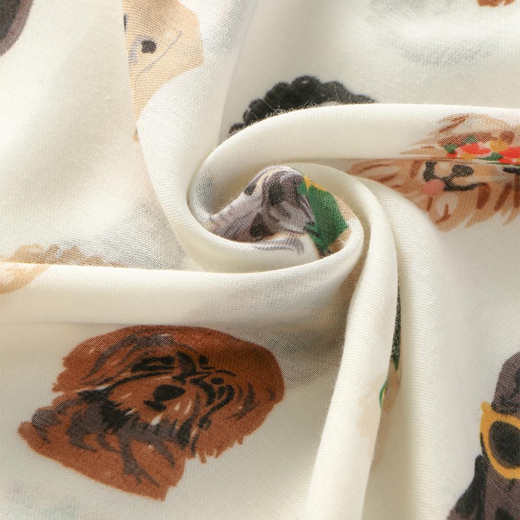 Mode Bedruckte Hunde Fransen Schals Damen Baumwolle Viskose Schal Reise Sonnenschutz Schal Tierdruck Schal 180*85cm