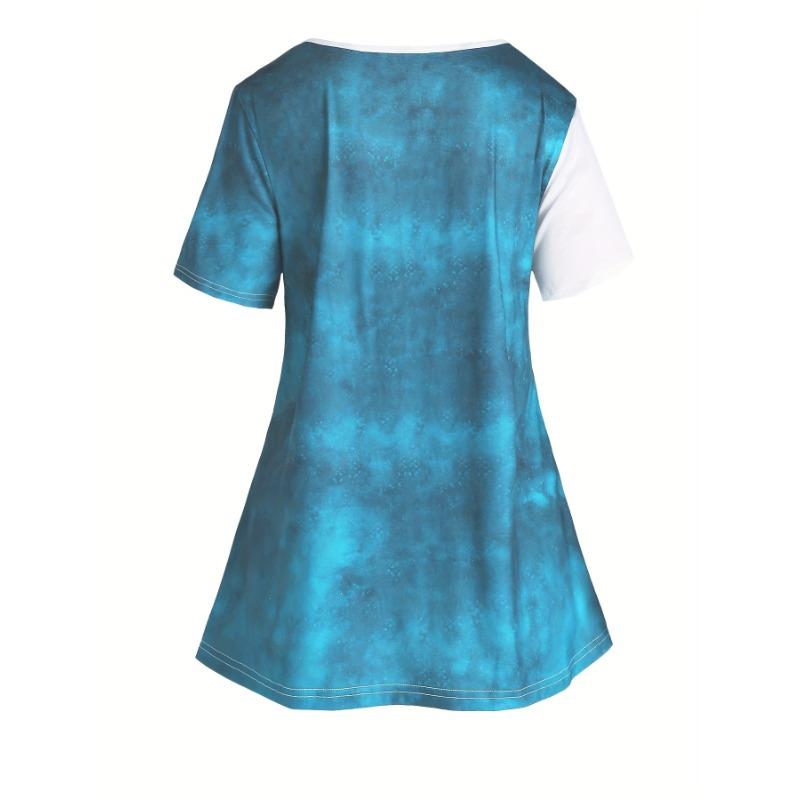 Plus Size Matching Sets Summer Female Large Size Blue Butterfly Print Color T-Shirt Short Sleeve Print Pants Casual Two-Piece Se