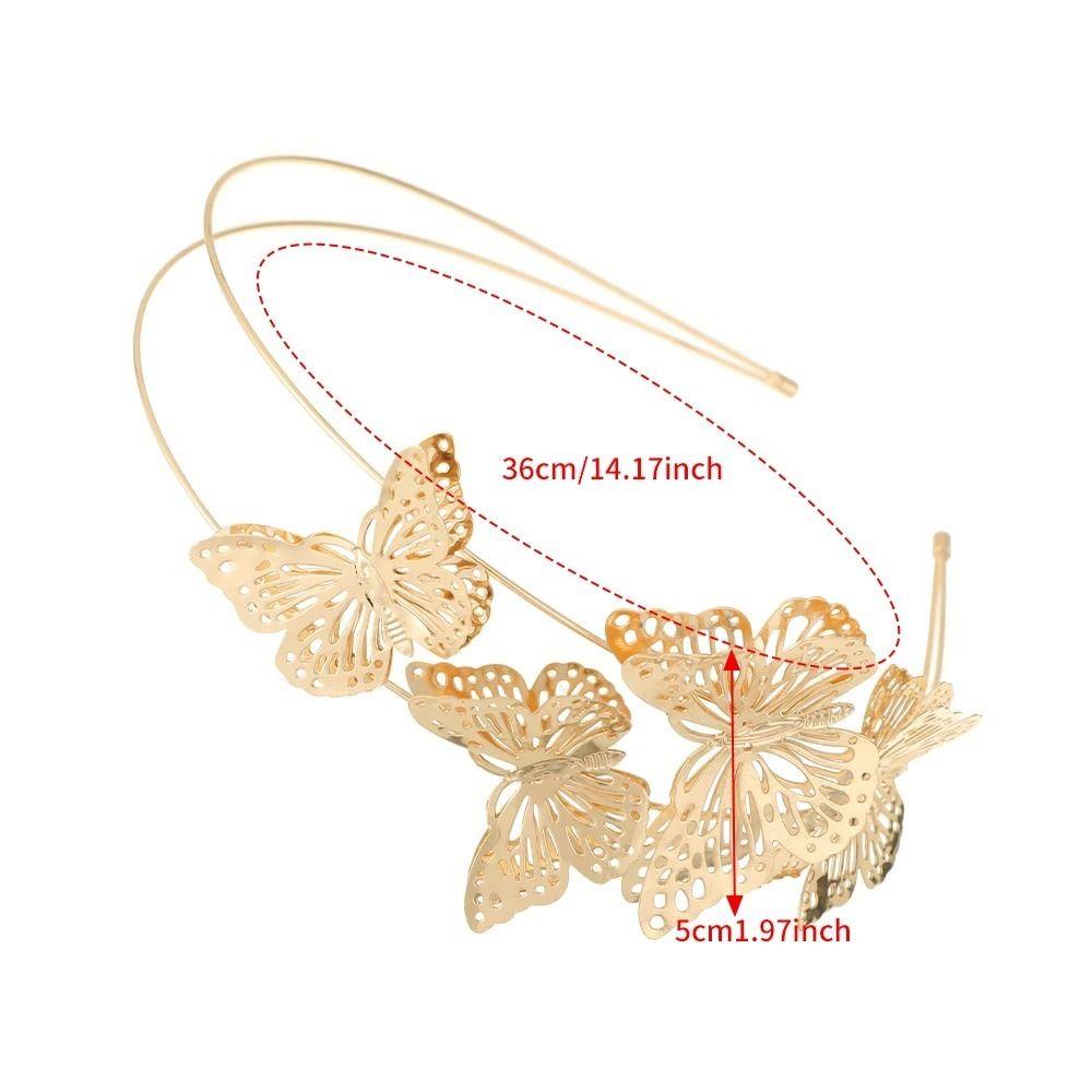 Butterfly Hollow Butterfly Headband Gold Double Layer Headband Fashion Tiara Hair Band  Women Use