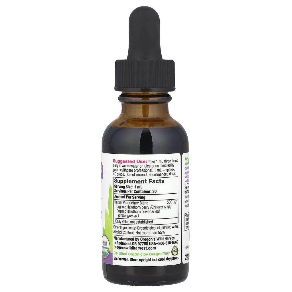Oregon's Wild Harvest Organic Hawthorn Extract, 30 Ml (1 Fl Oz)