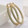 Trend Turquoise Golden Plated Large Round Hoop Earrings for Women Vintage Party Holiday Jewelry Accessories Perfect Gift