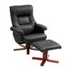 Faux Microfibre Leather Manual Recliner And Footstool Set Black