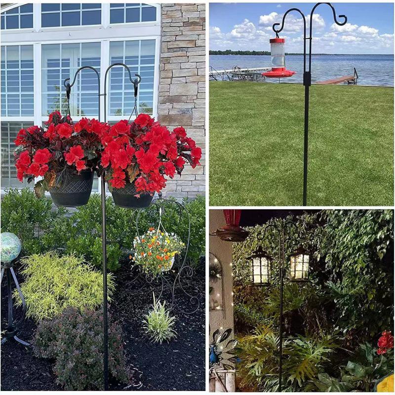 Rust-Proof Iron Shepherd Hook Double Garden Bracket