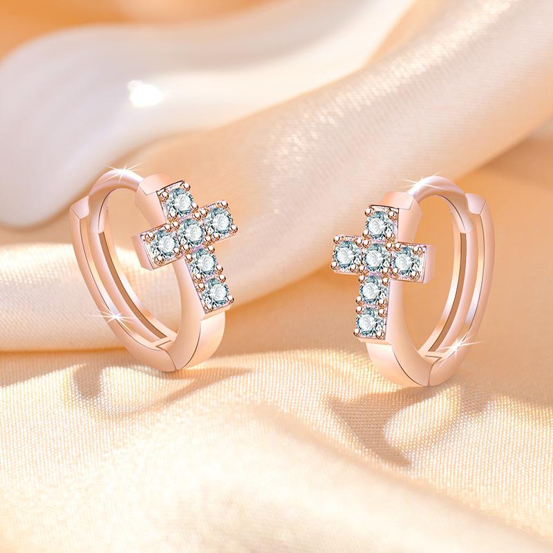 925 Sterling Silver Zircon Buckle Earrings For Women Fashion Exquisite Student Girlfriend Jewelry Accessories Party GiftGood product