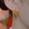 2024 High-End Coffee Crystal Geometric Ear Cuffs: Elegant French Fashion Earrings for Women.