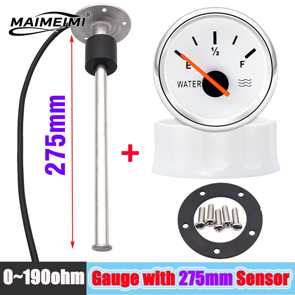 100-600mm Stainless Steel Marine Fuel Level Gauge Sensor Auto Red Color LED 0-190 Ohm Water Tank Meter Indicator for Car Boat