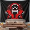 Landscape Wall Tapestry Squid Game Red Guards Symbols, Black Red, Wide Wall Decor for Adult Gamer Dorm Man Cave Gift