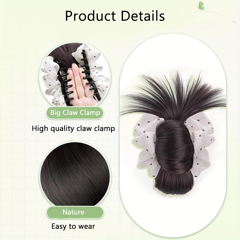 Synthetic Natural Bun Head Wig with Mesh Hairpiece Hair Chignon Claw Clip Ponytails Extensions Hair Accessories For Women Girls