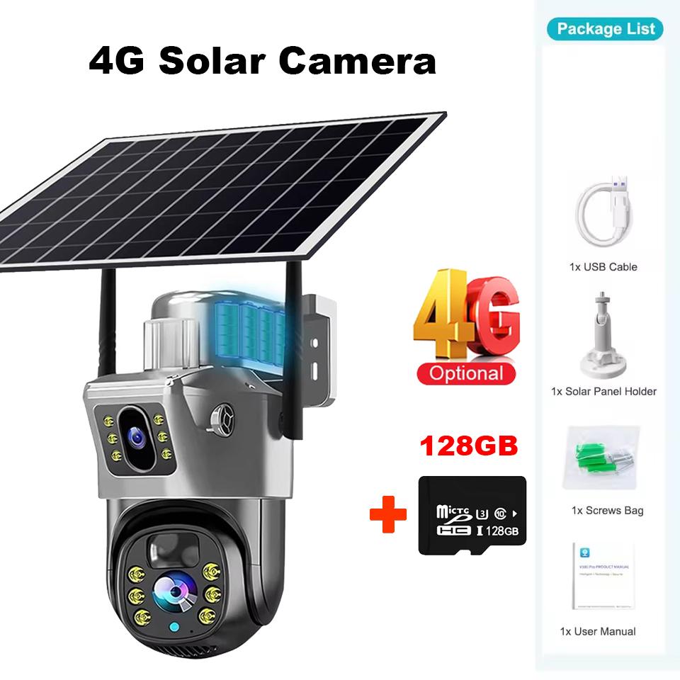 Outdoor Waterproof Solar Camera 4G/Wifi Home Full Color HD Remote Low Power Consumption Monitor with Night Vision