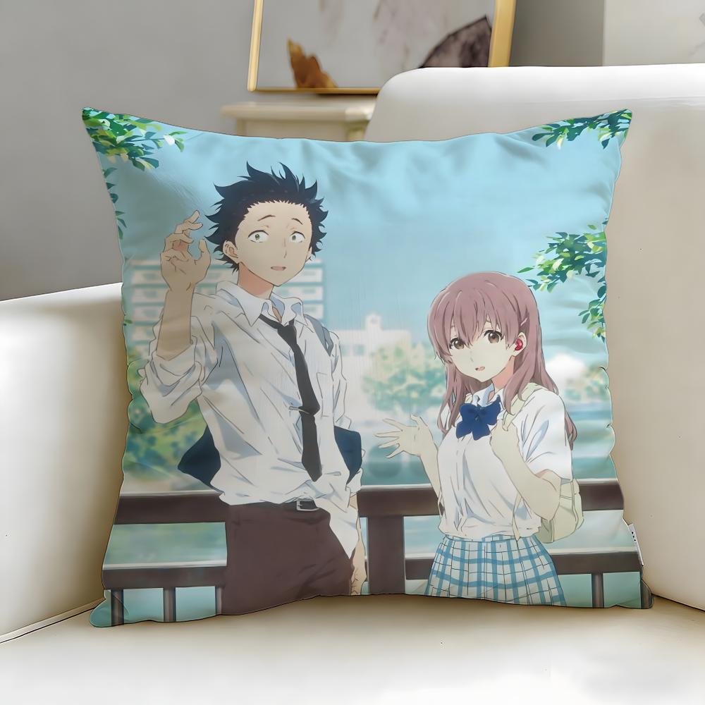 classic anime koe no Katachi Cushion Cover Soft  EasyWash Pillow Case  Versatile for Couch Bed Travel and Office