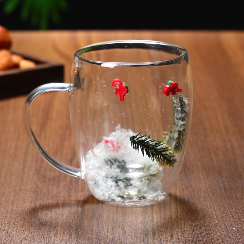 Heat-Resistant Double-Walled Glass Cup with Real Dried Flowers
