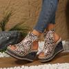 Sexy Leopard Super High Heel Sandals Women 2025 Summer Bohemia Chunky Platform Wedge Heel Velcro Sandals Fashion Beach Shoes
