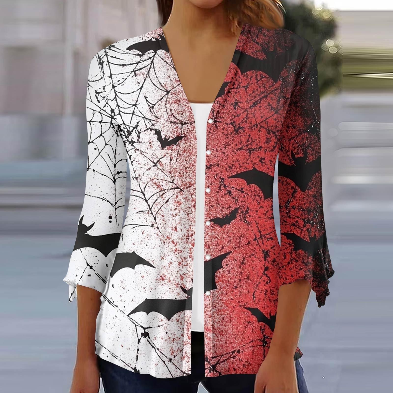 

Женский свободный повседневный кардиган-топ с принтом и рукавами семь восьмых на пуговицах XXL винный