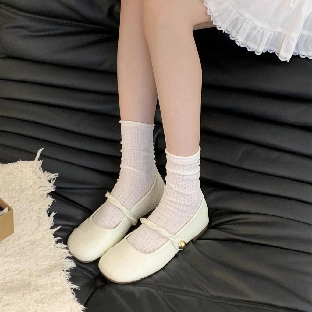 French beanie shoes round head shallow mouth single shoes 2025 spring and autumn new skirt flat Mary Jane shoes leather shoes students wear