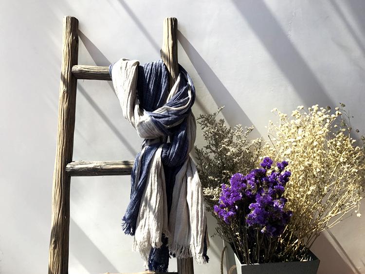 Autumn/Winter Cotton-Linen Color Block Scarf: Korean-Style Shawl for Women & Men