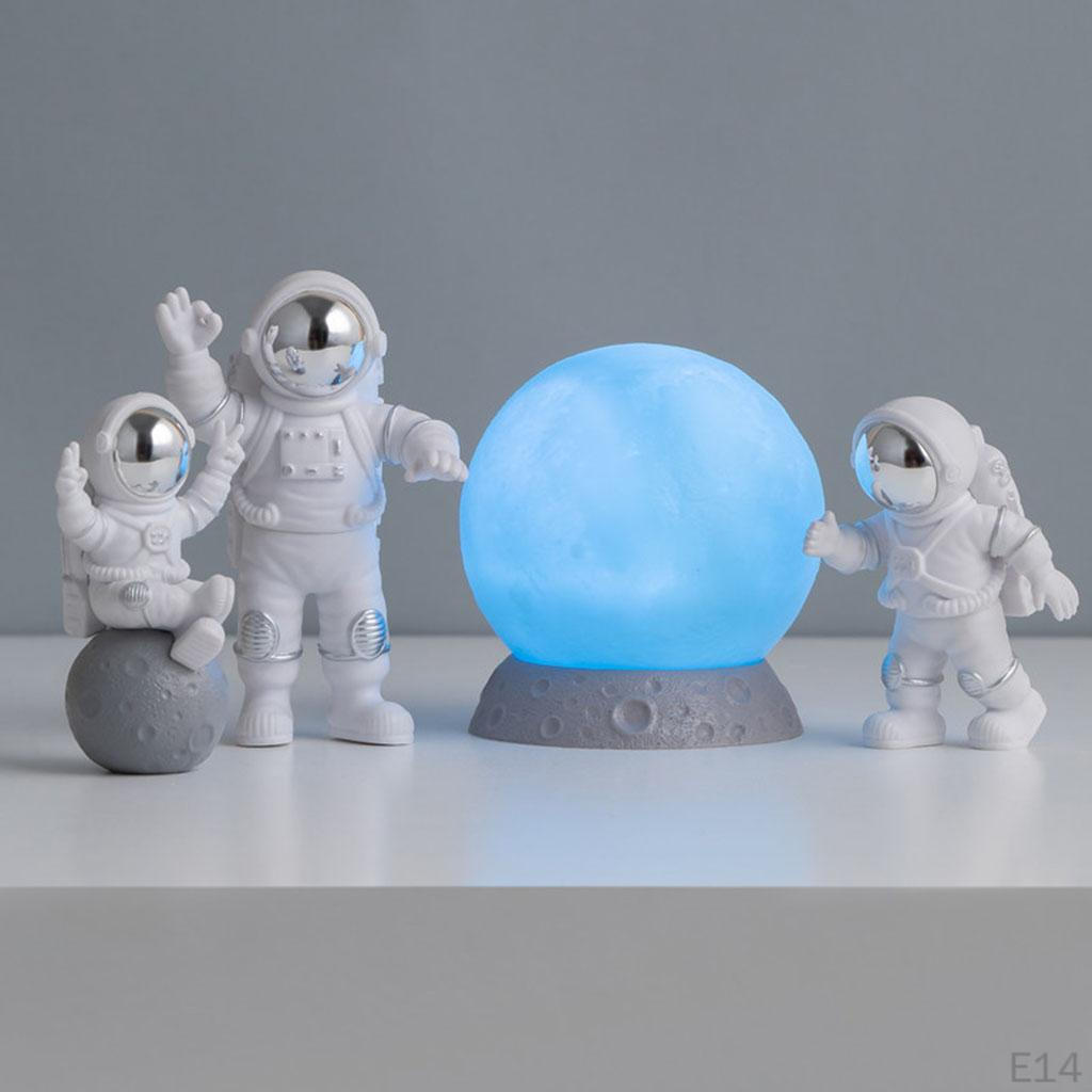 4 Pcs Cute Astronaut Statue PVC Ornament Fireplace Figurine Decoration Sculpture Home