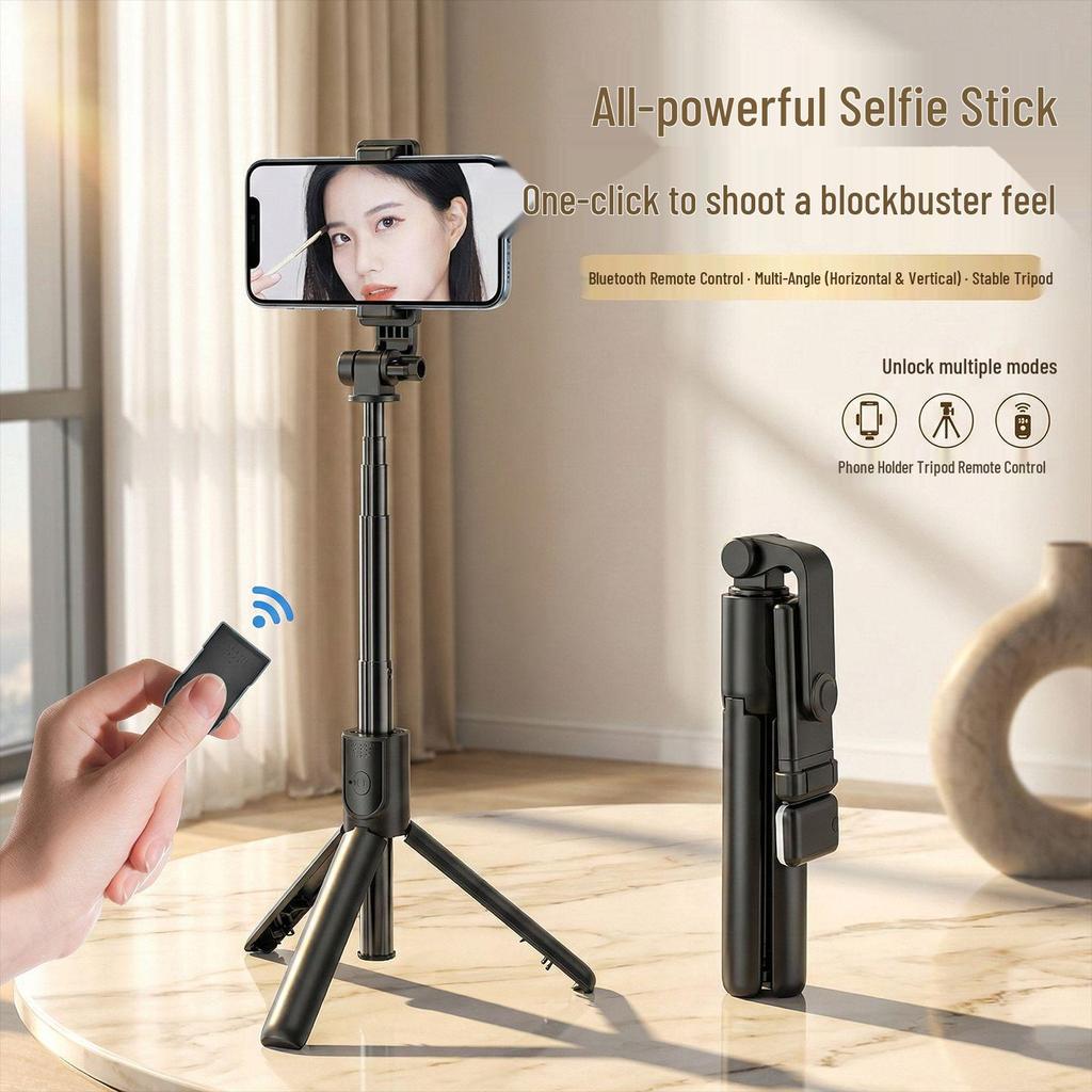 2026 Bluetooth Remote Selfie Stick Tripod: Foldable Mobile Holder with Fill Light for Live Streaming & Travel