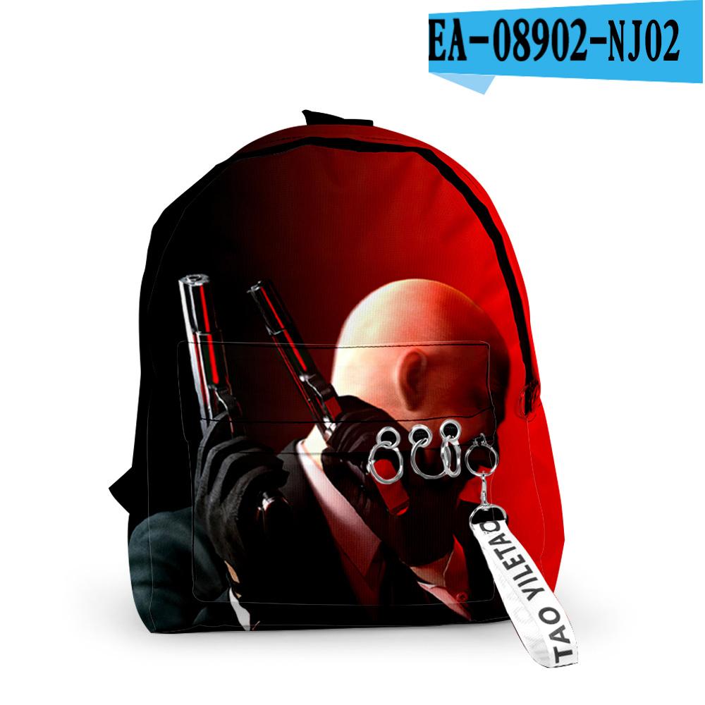 Cartoon Youthful Game Hitman School Bags Notebook Backpacks Boys/Girls 3D Print Oxford Waterproof Key Chain Small Travel Bags