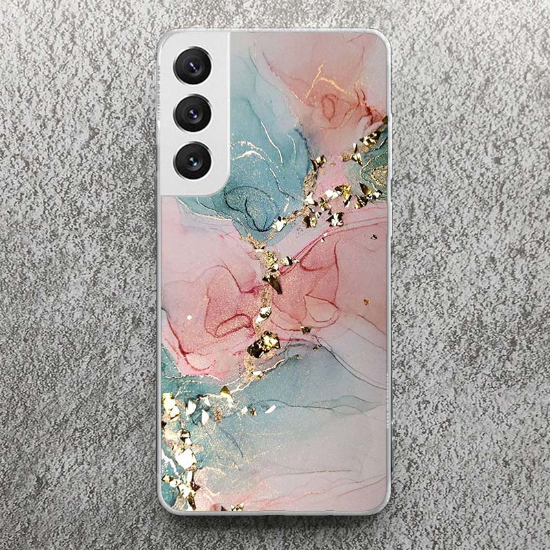 Fashion Gold Pink Geometric Marble Print Soft Case for Samsung Galaxy S25 S24 S23 S22 Ultra S21 Plus S20 FE Phone Shell S10 + Pa