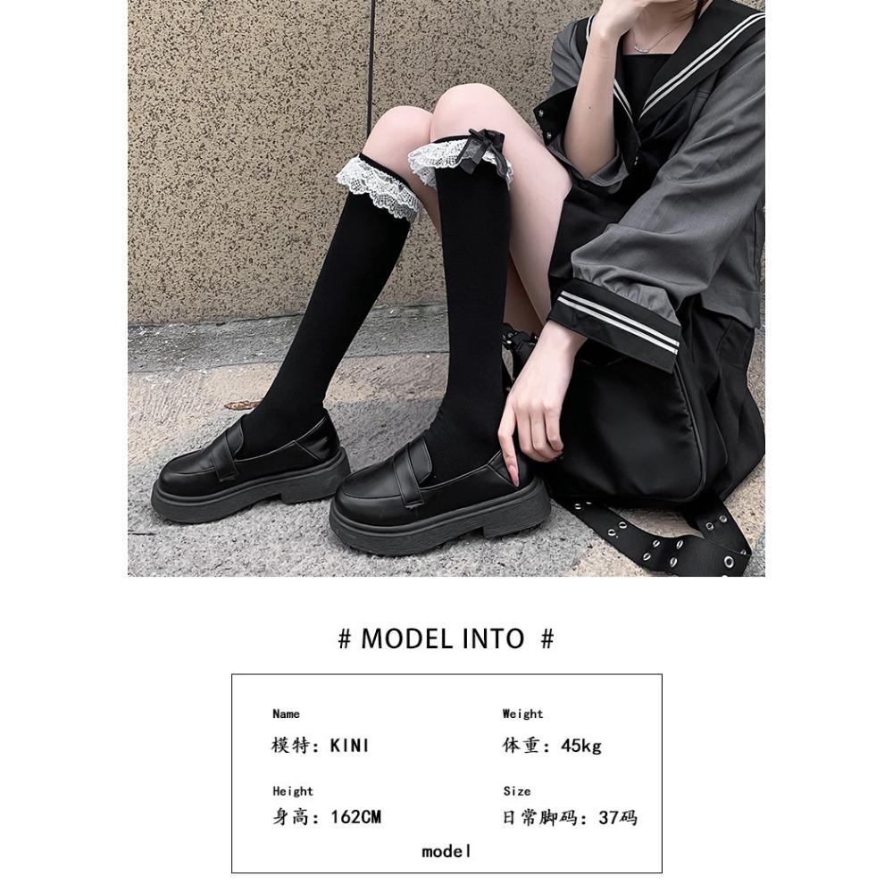 JK Hottie Lolita Socks Lace Calf Socks Lolita Medium Long Bow Cotton Socks Spring Autumn Winter