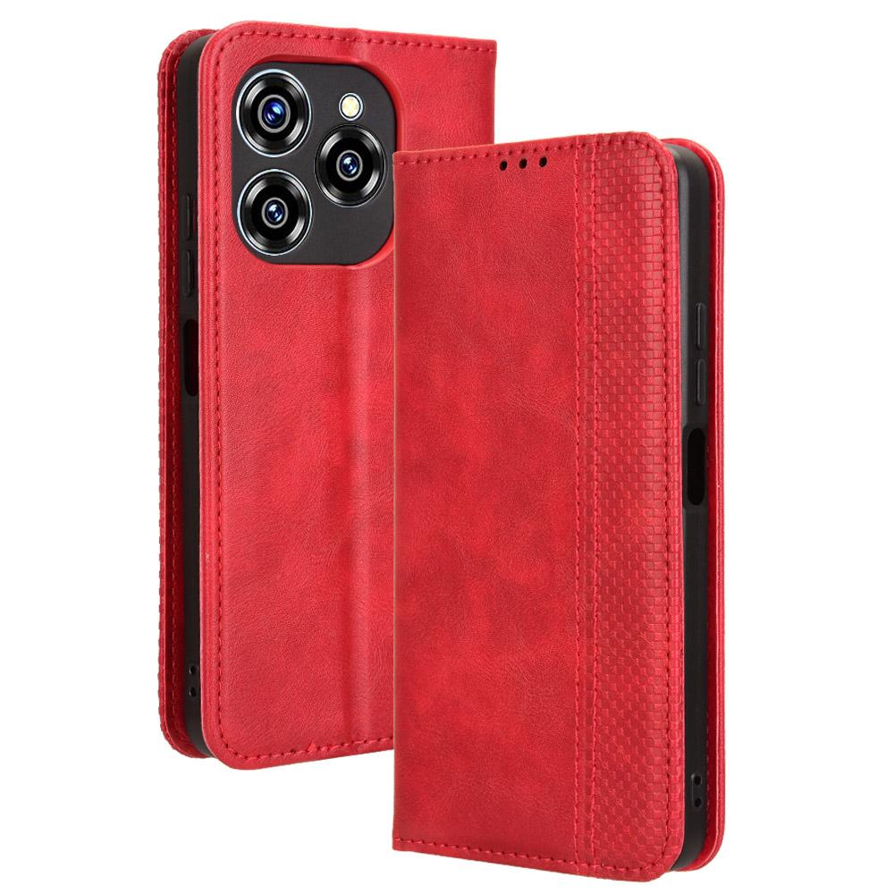 

For Oukitel C50 Leather Case Wallet Stand Retro Texture Phone Cover B