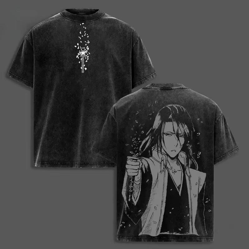 2026 Classic Hot-blooded Anime BLEACH Graphic Print T-Shirt Men Women Retro Washed Cotton Harajuku Fashion Oversized Summer New Tee Short Sleeve Top