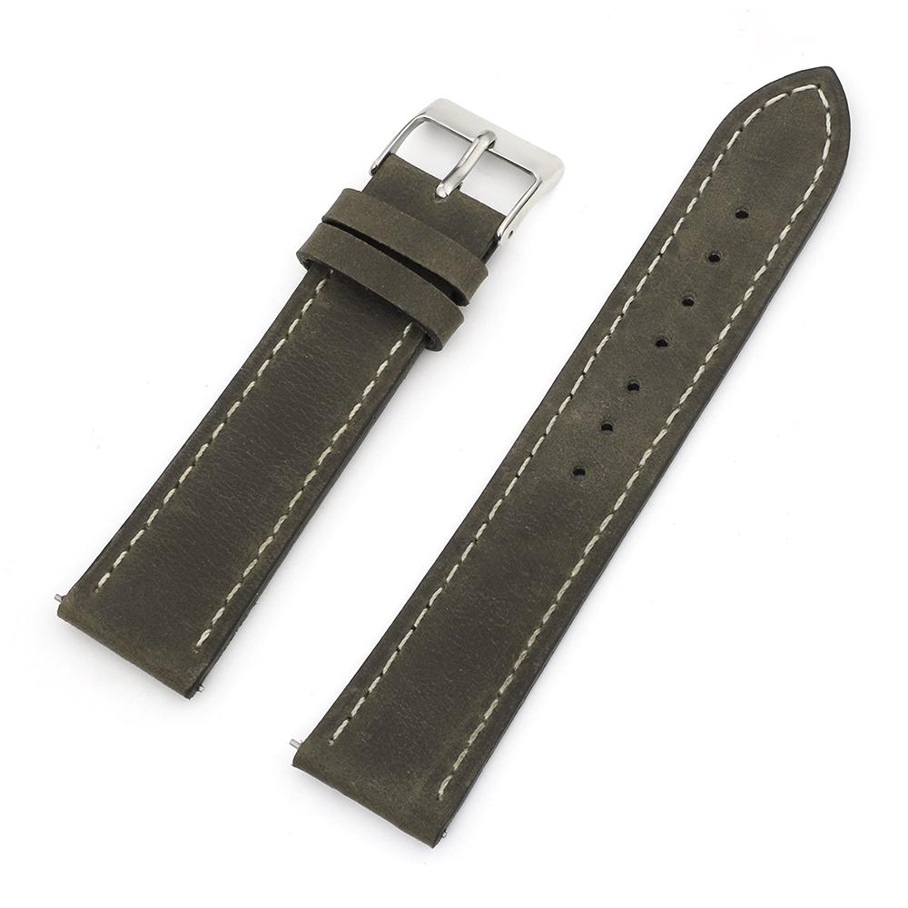 

Crazy Horse Leather Strap 16mm 17mm 18mm 19mm 20mm 21mm 22mm Vintage Quick Release Watch Band Universal Cowhide Watchband 22mm оливковий колір