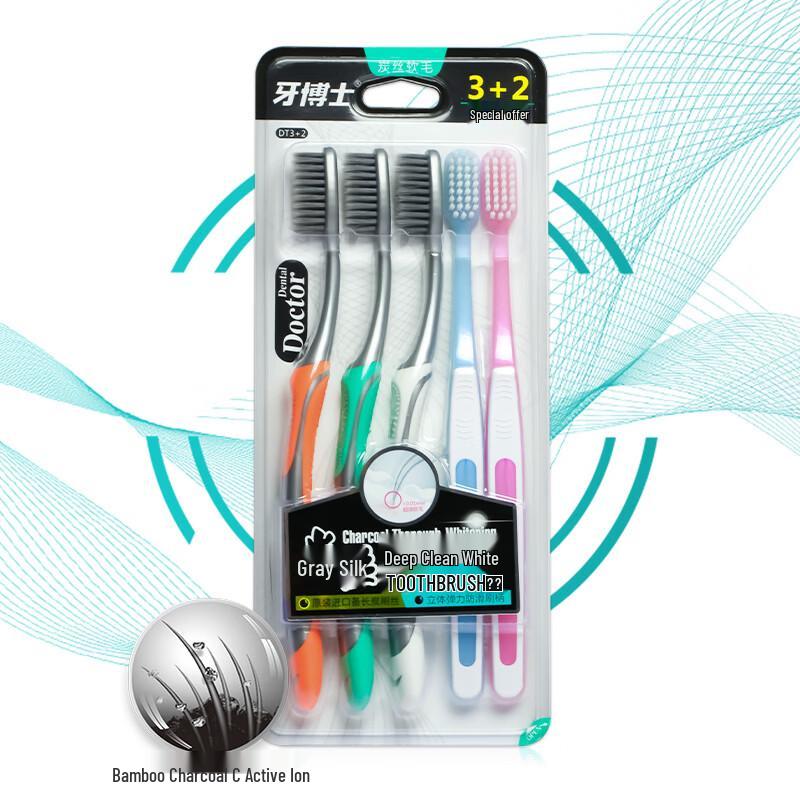 Dr. Tooth Soft Bristle Carbon Fiber Toothbrush 5-Pack