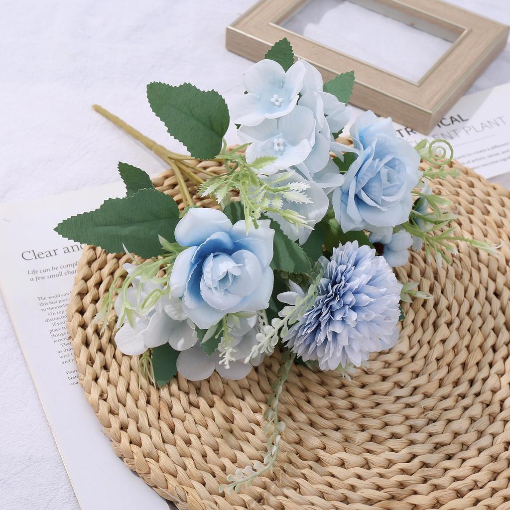 Simulation Green Plants & Fake Small Roses for Wedding, Home, or Outdoor Decor