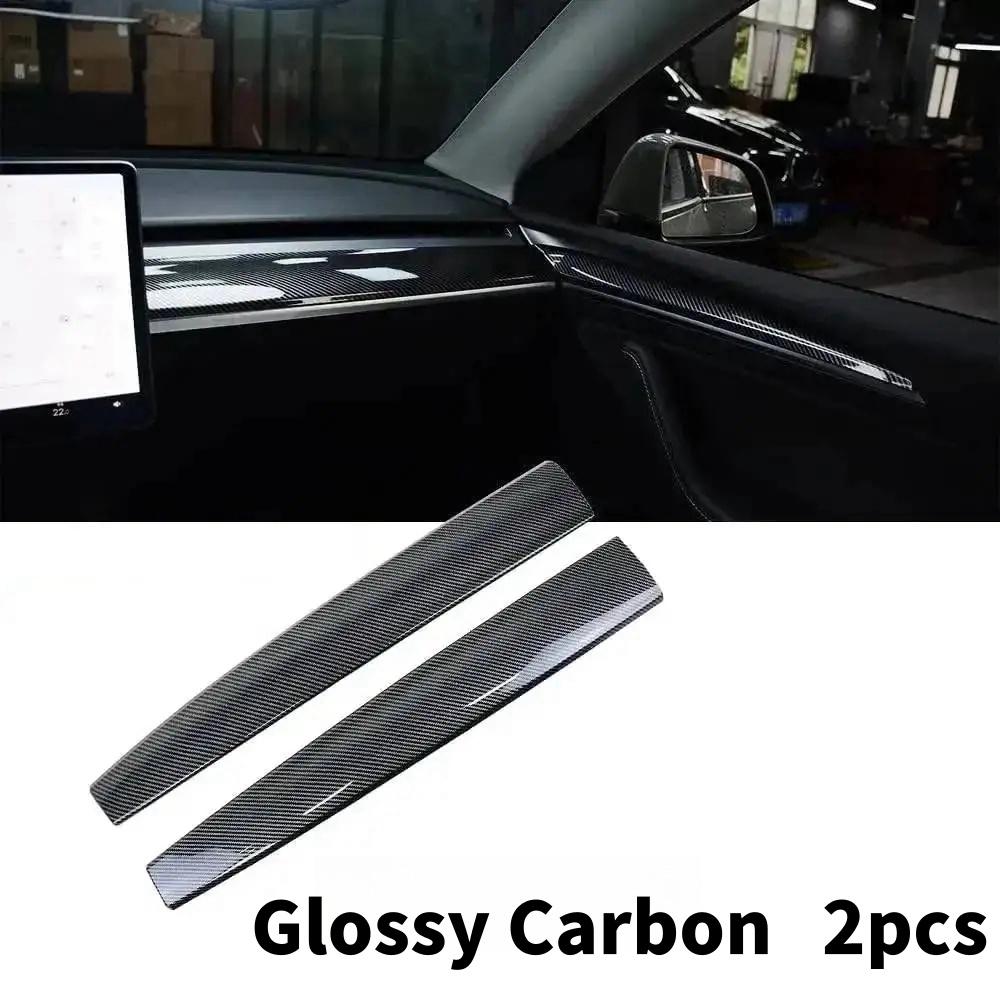 Car Dashboard Cover For Tesla Model 3 Y Door Dash Trim Panel Carbon Fibre ABS Interior Accessories Sticker 2021-2024 New