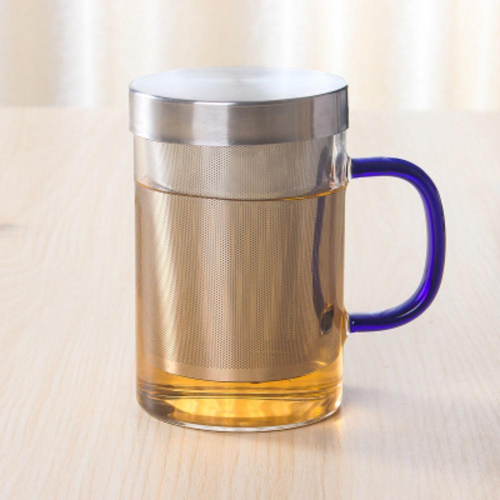 High borosilicate glass elegant cup home office single layer stainless steel filter transparent high temperature resistant flower teacup