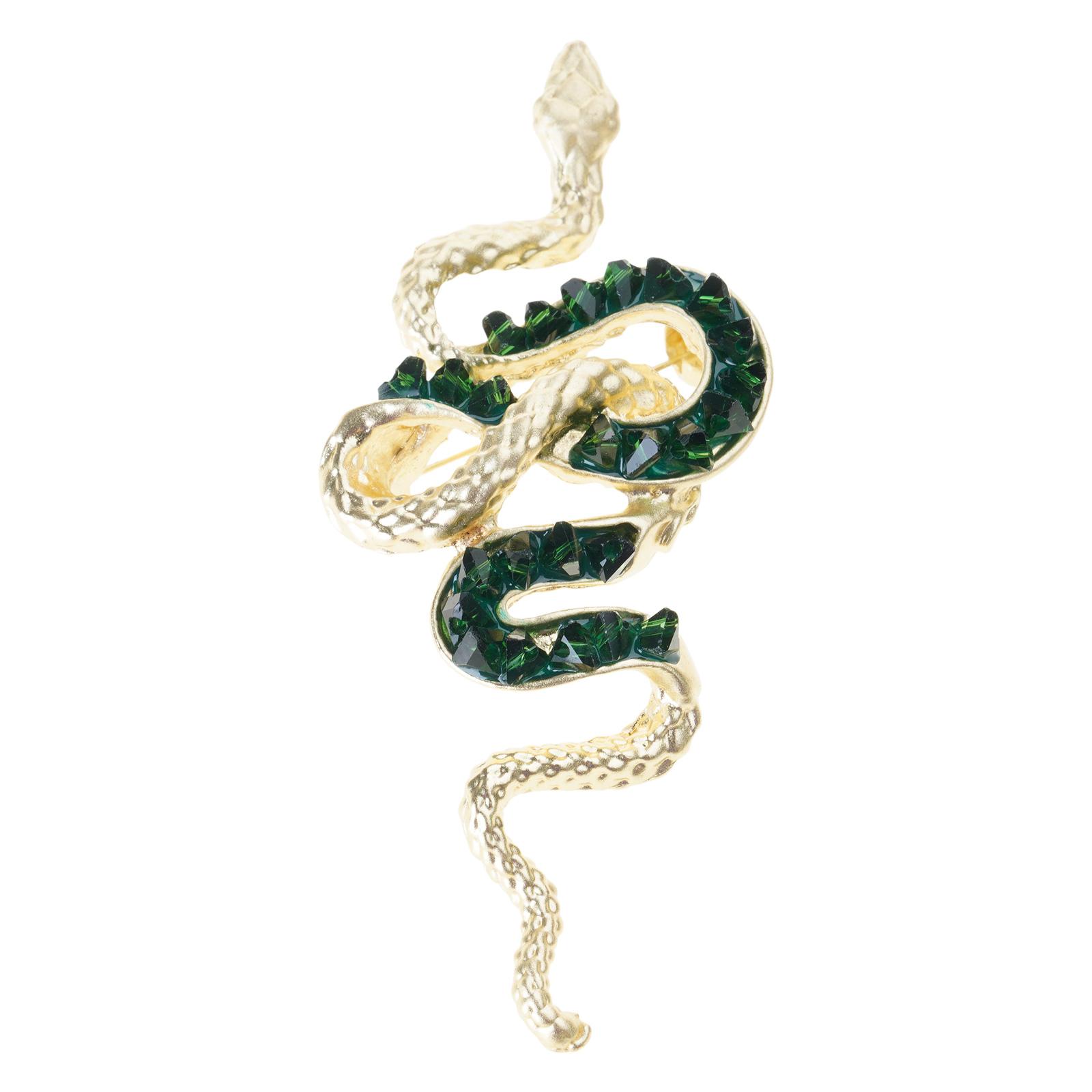 

Crystal Snake Brooch Medusa Badge Pin Nonfade Charm Suit Pin For Everyday Use And Festival Formal Event Women Men Unisex зелёный