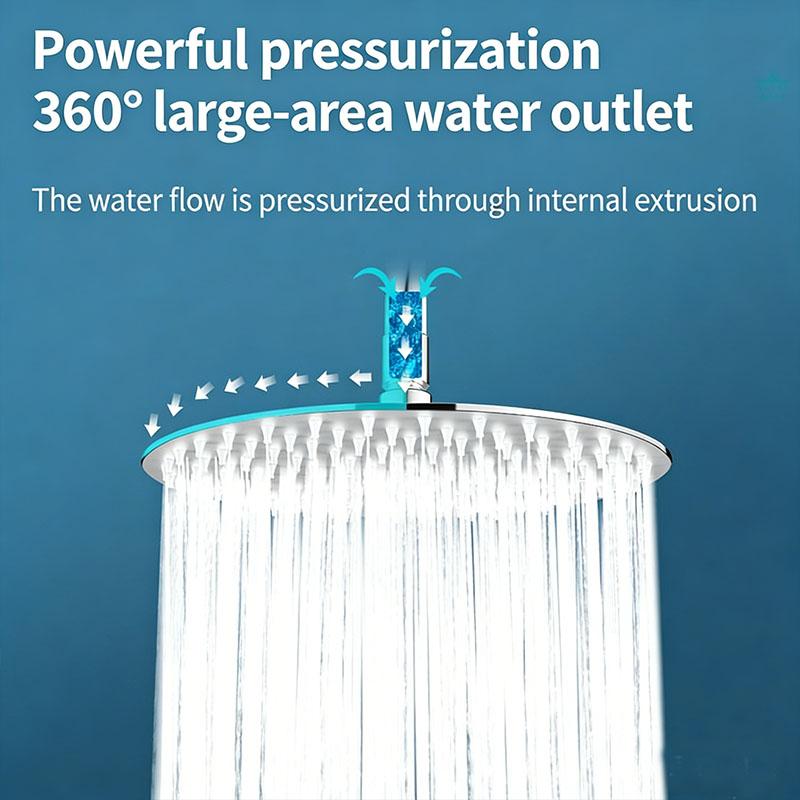 304 Stainless Steel Rain Shower Head High Pressure Round Showerhead With 360° Rotation Pressurized Large Shower Head For Bath
