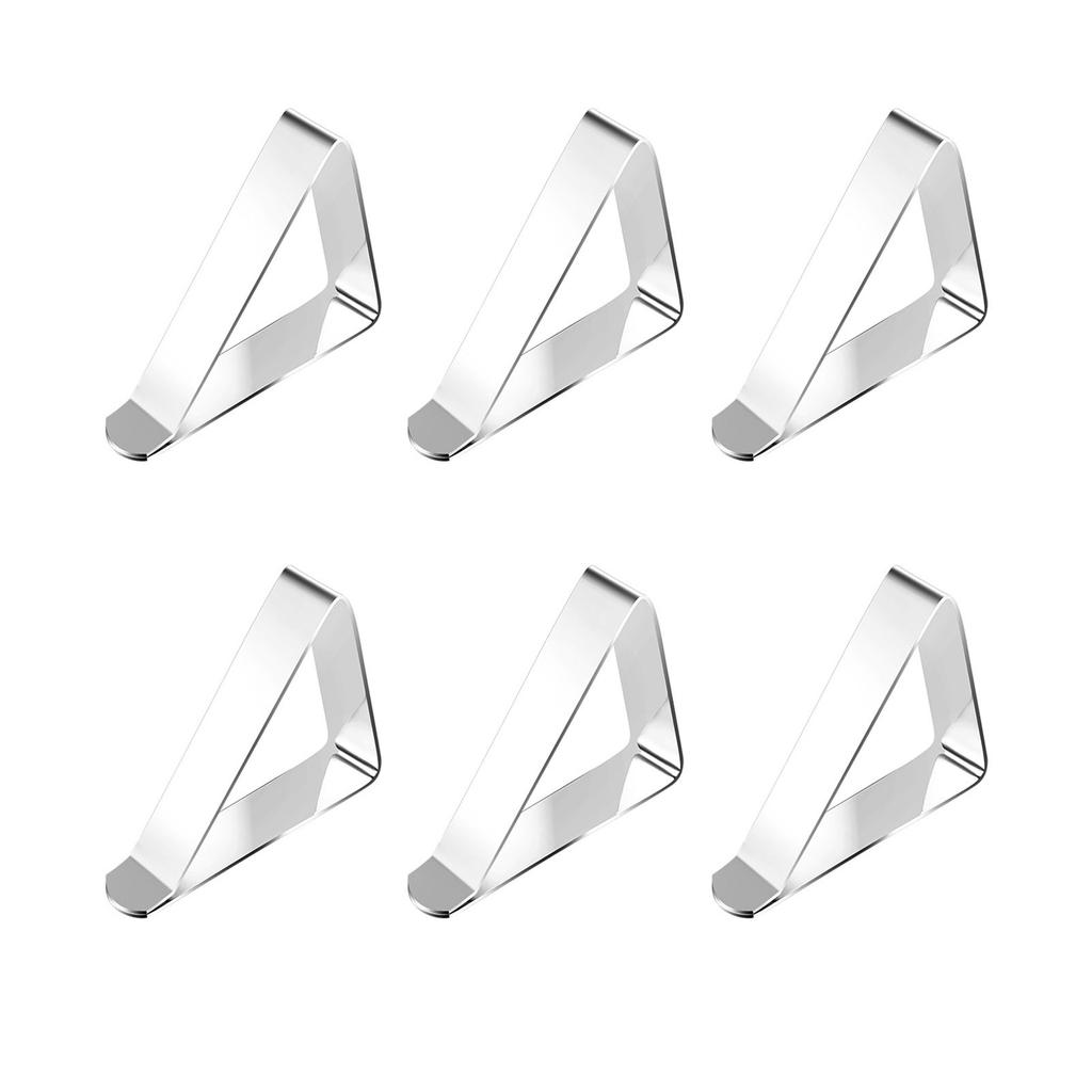 6Pcs Tablecloth Clips Stainless Steel Triangular Shape 5cm Opening Tablecloth Holders Clamps
