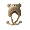 Women Hat Solid Color Thickened Plush Bear Warm Hat