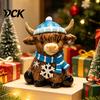 Cartoon Animal Figurine Winter Highland Cow Resin Figurine, Cattle Statue for Sculpture Desk Decor, Shape Ornament Home Office Decor
